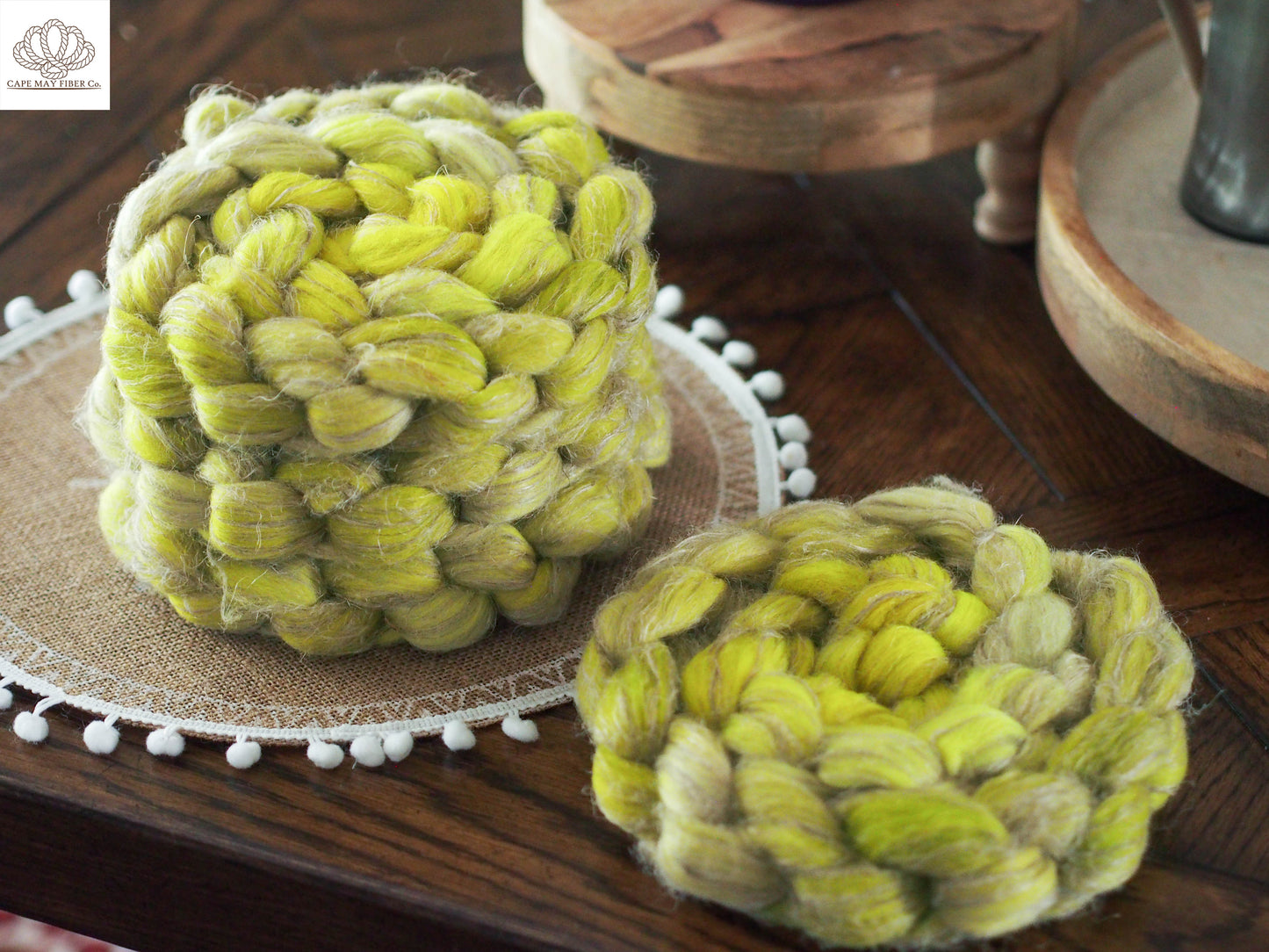 Chartreuse Button Polwarth Linen Combed Top