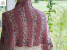 Load image into Gallery viewer, Lozen Striped Shawl Fingering and Lace Knitting Pattern
