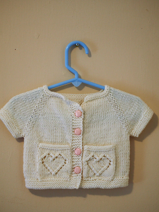 Sweetheart Baby Cardigan Knitting Pattern DK Weight