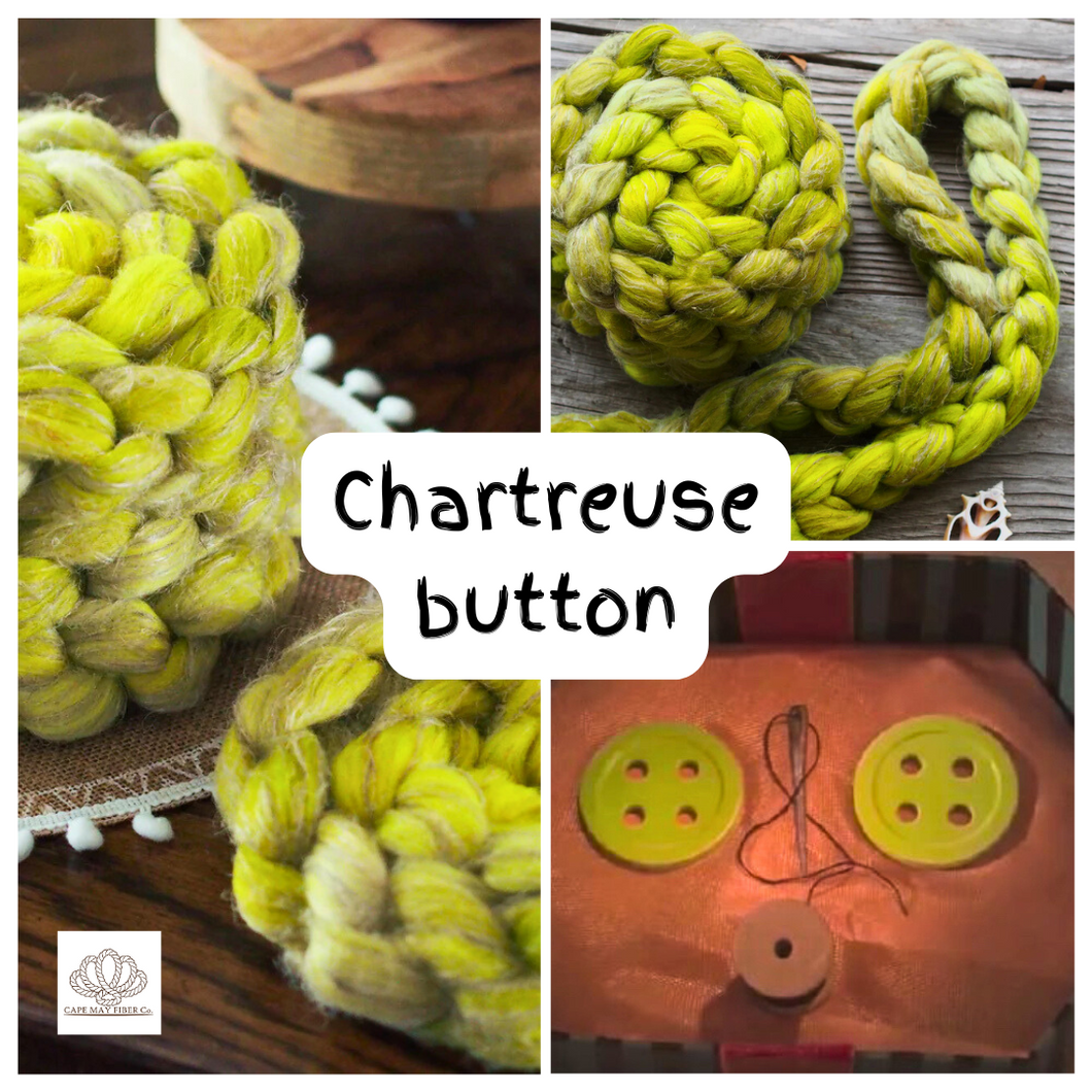 Charteuse Button Polwarth Linen Combed Top