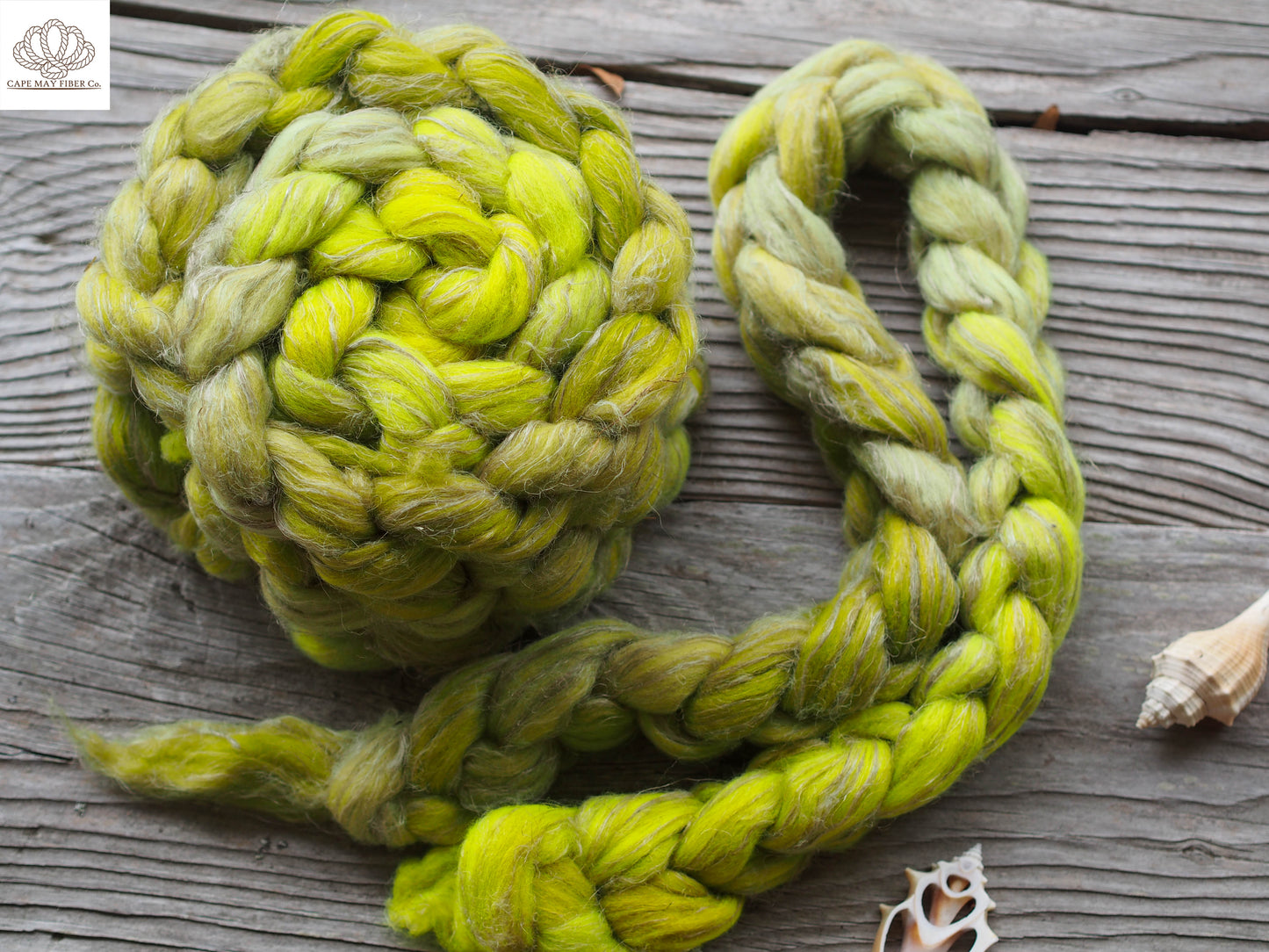 Chartreuse Button Polwarth Linen Combed Top