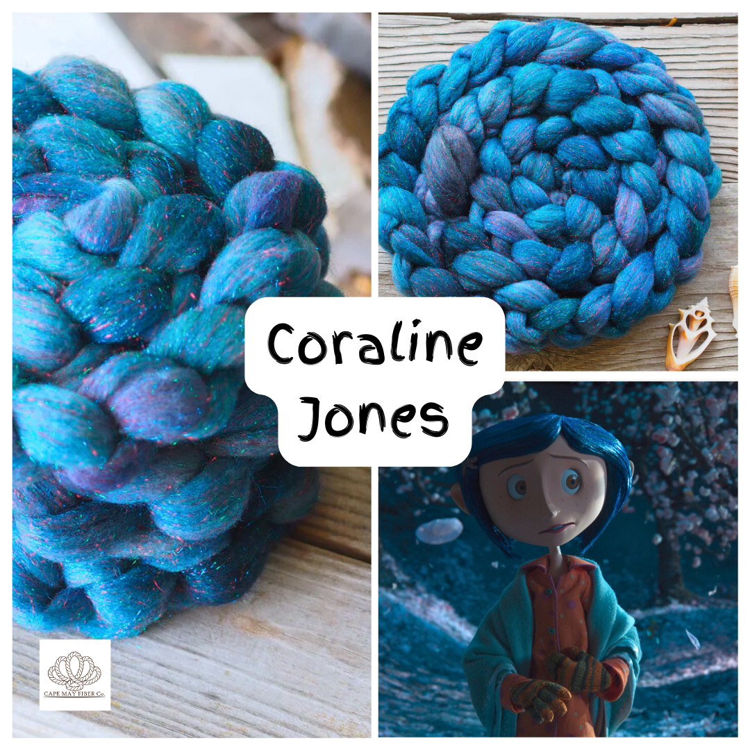 Coraline Jones Merino and Glitter Combed Top- 4 oz