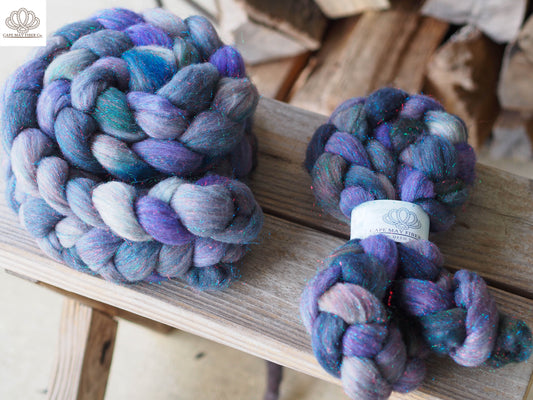 Wild Geese That Fly With the Moon on Their Wings Merino and Glitter Combed Top- 4 oz