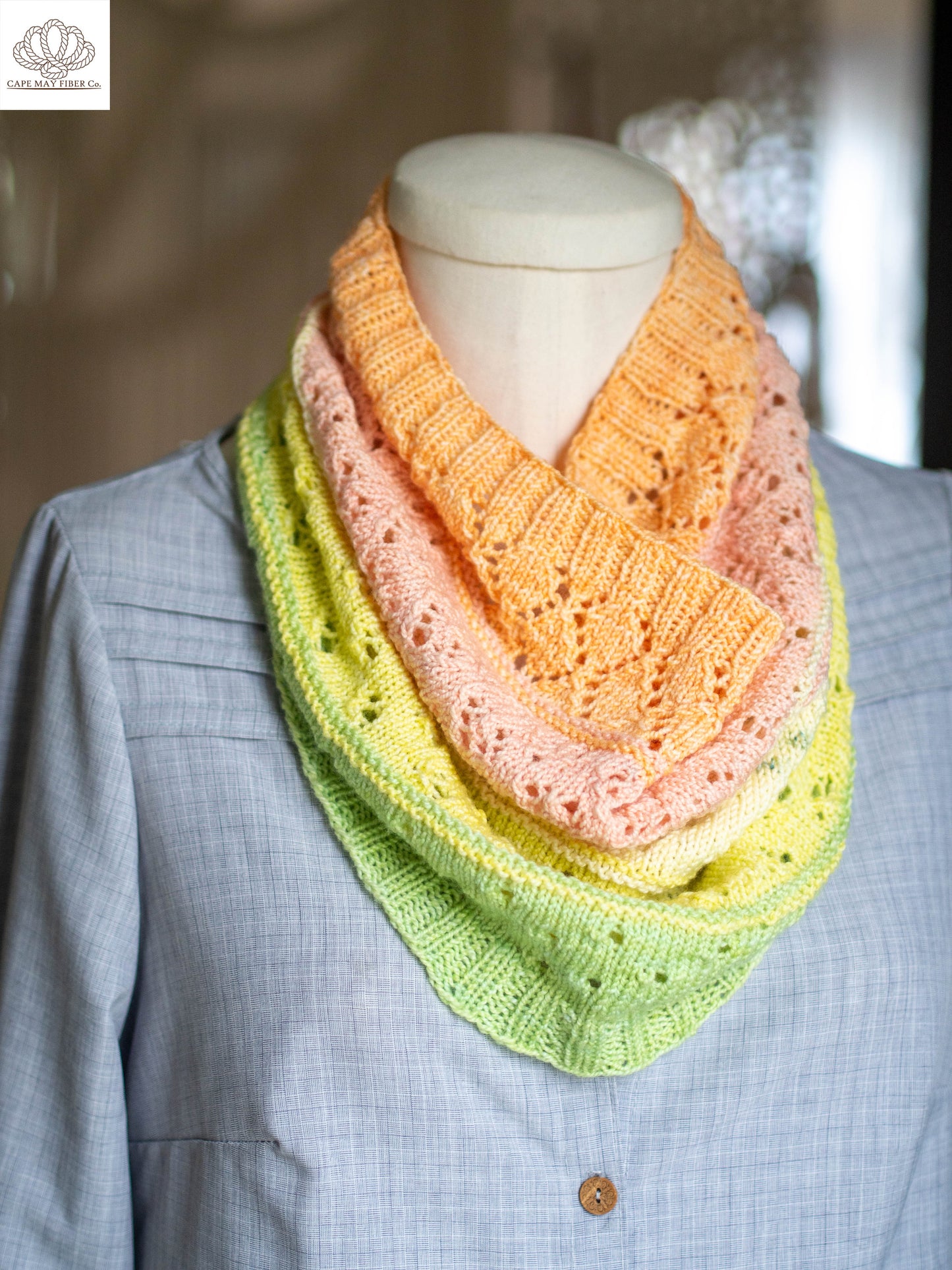 Lacy Sampler Cowl Fingering Weight Pattern