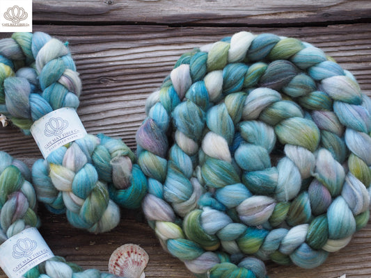 Blue Water Combed Top Polwarth Camel and Silk