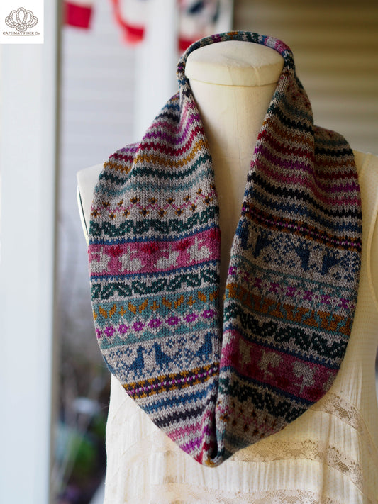 Bunnies Birds and Blooms Cowl / Fingering Weight Knitting Pattern