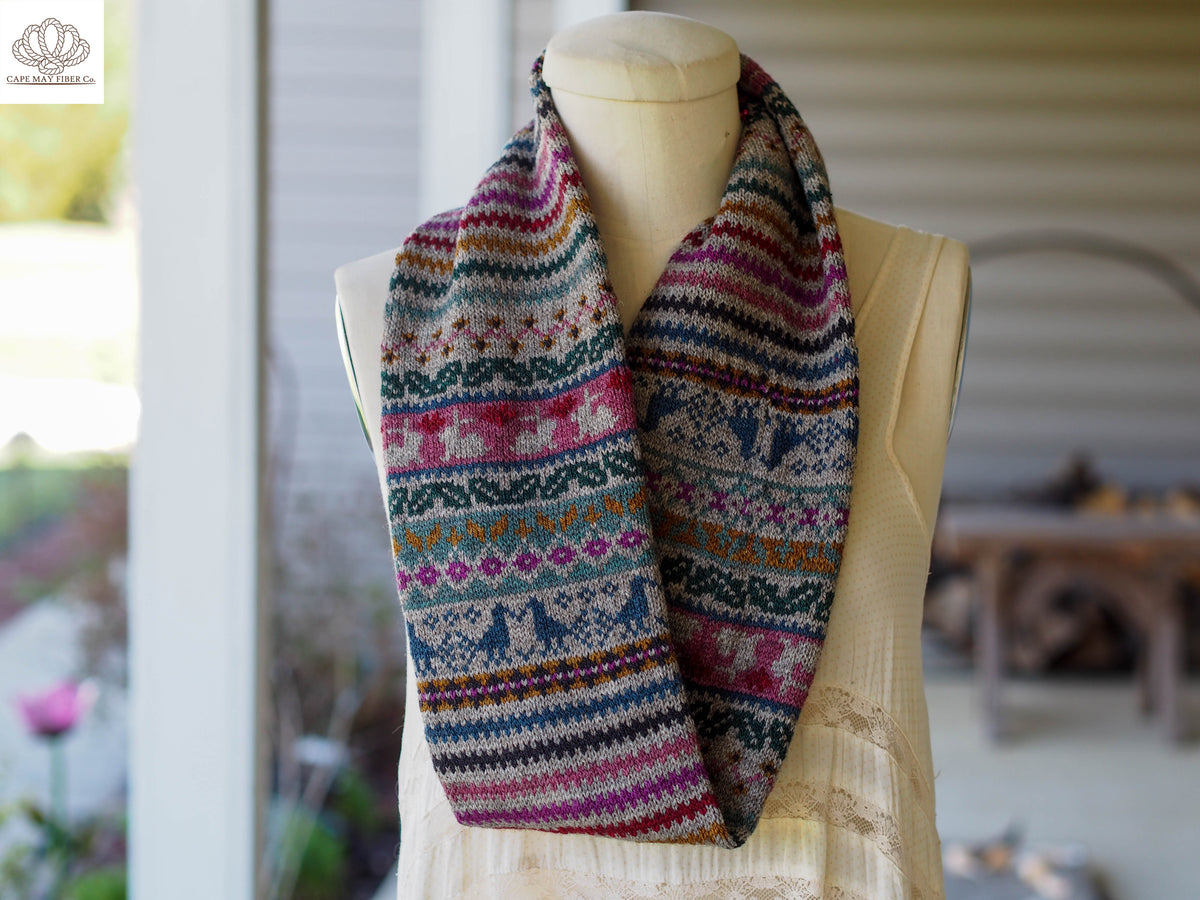 Bunnies Birds and Blooms Cowl / Fingering Weight Knitting Pattern