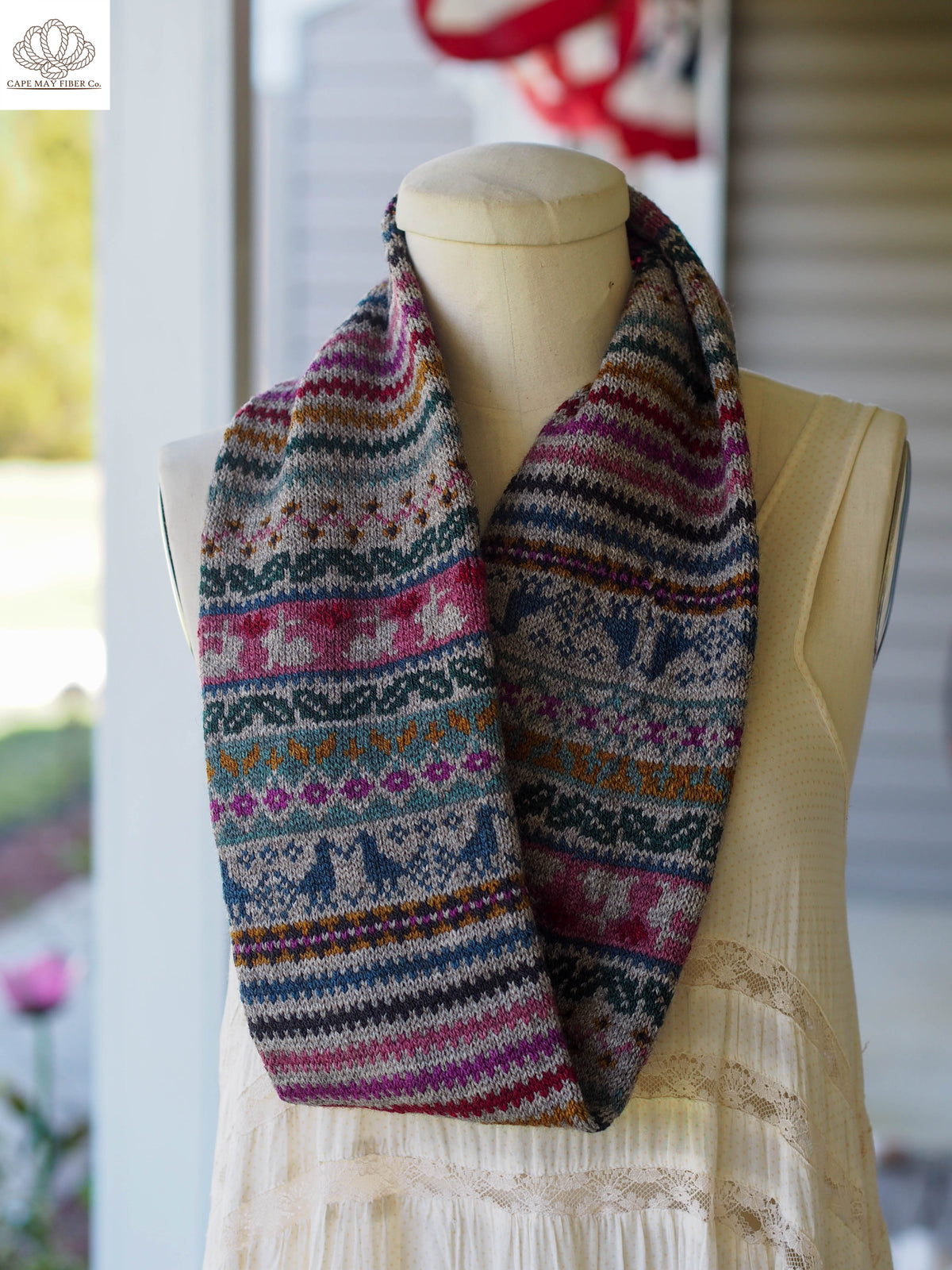 Bunnies Birds and Blooms Cowl / Fingering Weight Knitting Pattern