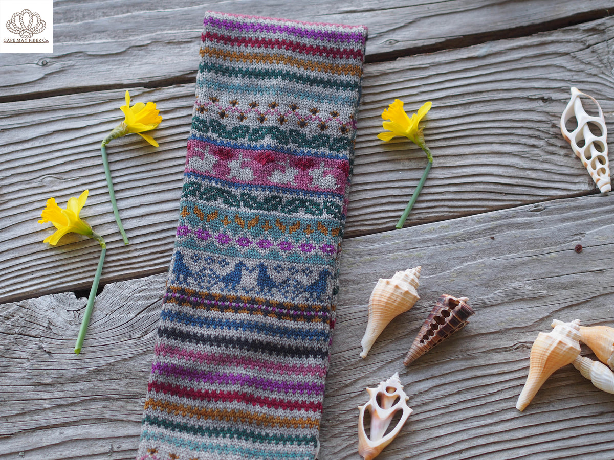 Bunnies Birds and Blooms Cowl / Fingering Weight Knitting Pattern