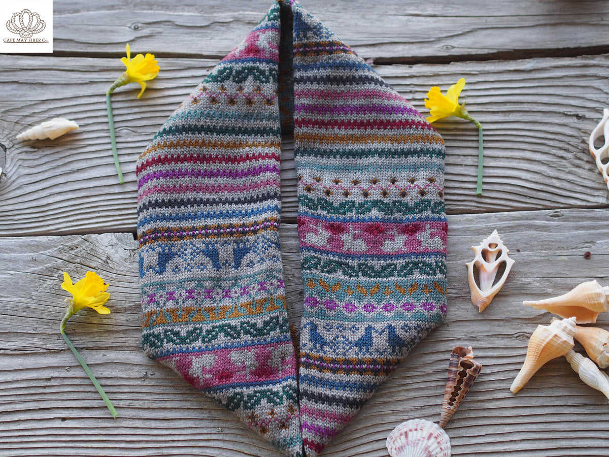 Bunnies Birds and Blooms Cowl / Fingering Weight Knitting Pattern