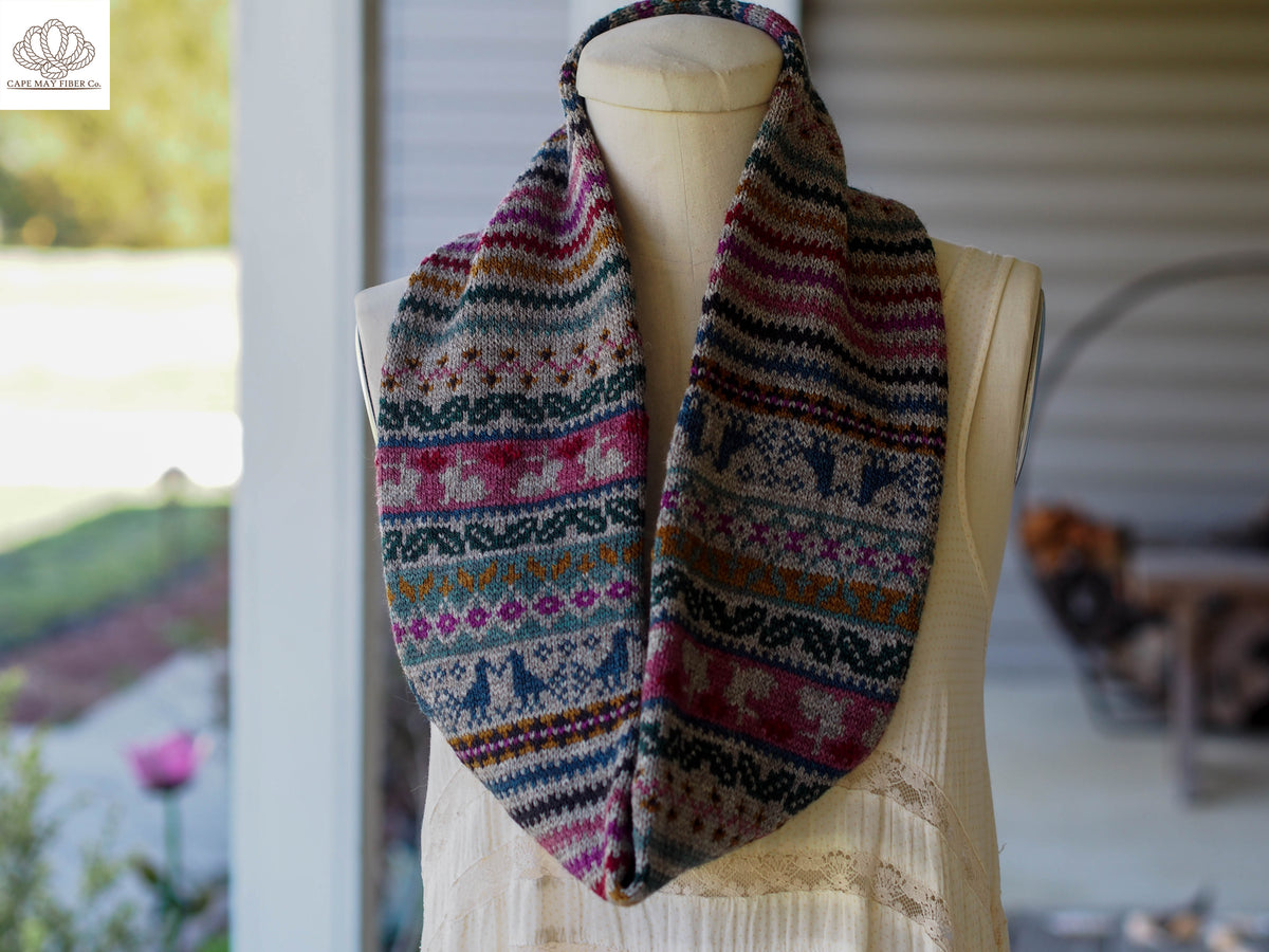 Bunnies Birds and Blooms Cowl / Fingering Weight Knitting Pattern