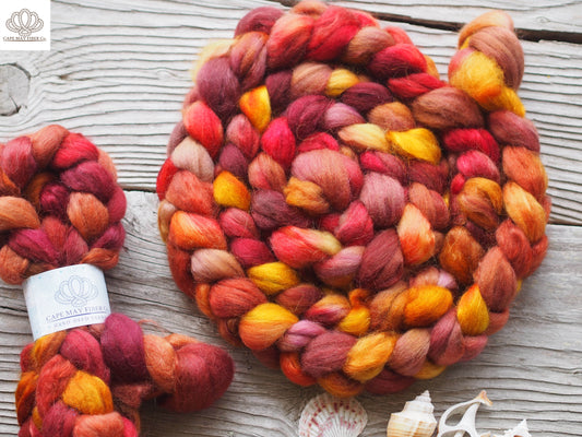 Crisp Apple Strudel BFL and Mohair Combed Top