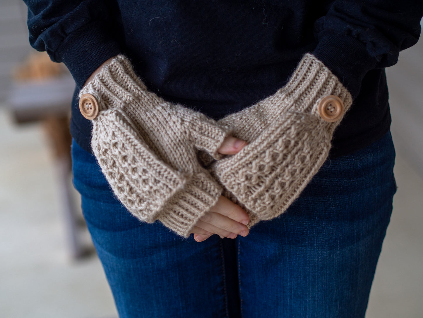 Flip Top Mitts Worsted Weight Hand Knitting Pattern