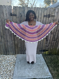 Granny Crescent Shawl Fingering Weight Kit