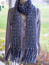 Load image into Gallery viewer, Hook Line Sinker Brioche Scarf Aran Weight Knitting Pattern
