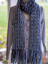 Load image into Gallery viewer, Hook Line Sinker Brioche Scarf Aran Weight Knitting Pattern
