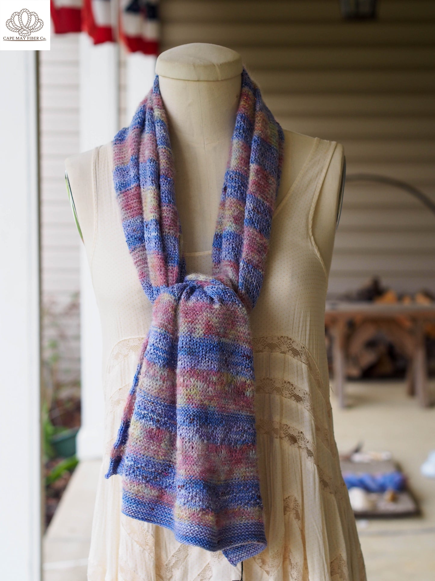Lozen Striped Shawl Fingering and Lace Knitting Pattern