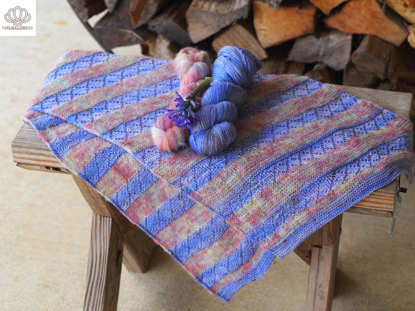 Lozen Striped Shawl Fingering and Lace Knitting Pattern