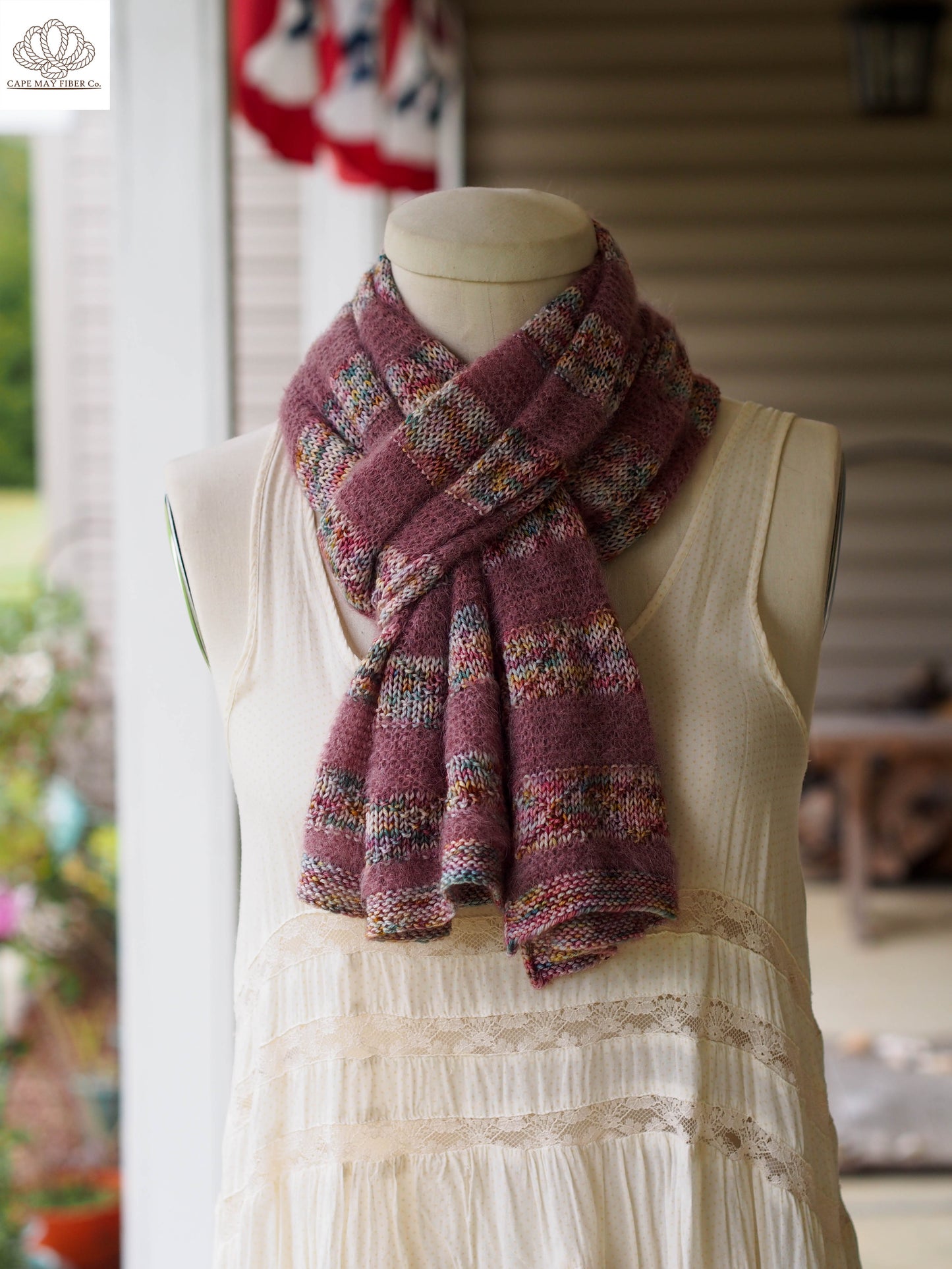 Lozen Striped Shawl Fingering and Lace Knitting Pattern