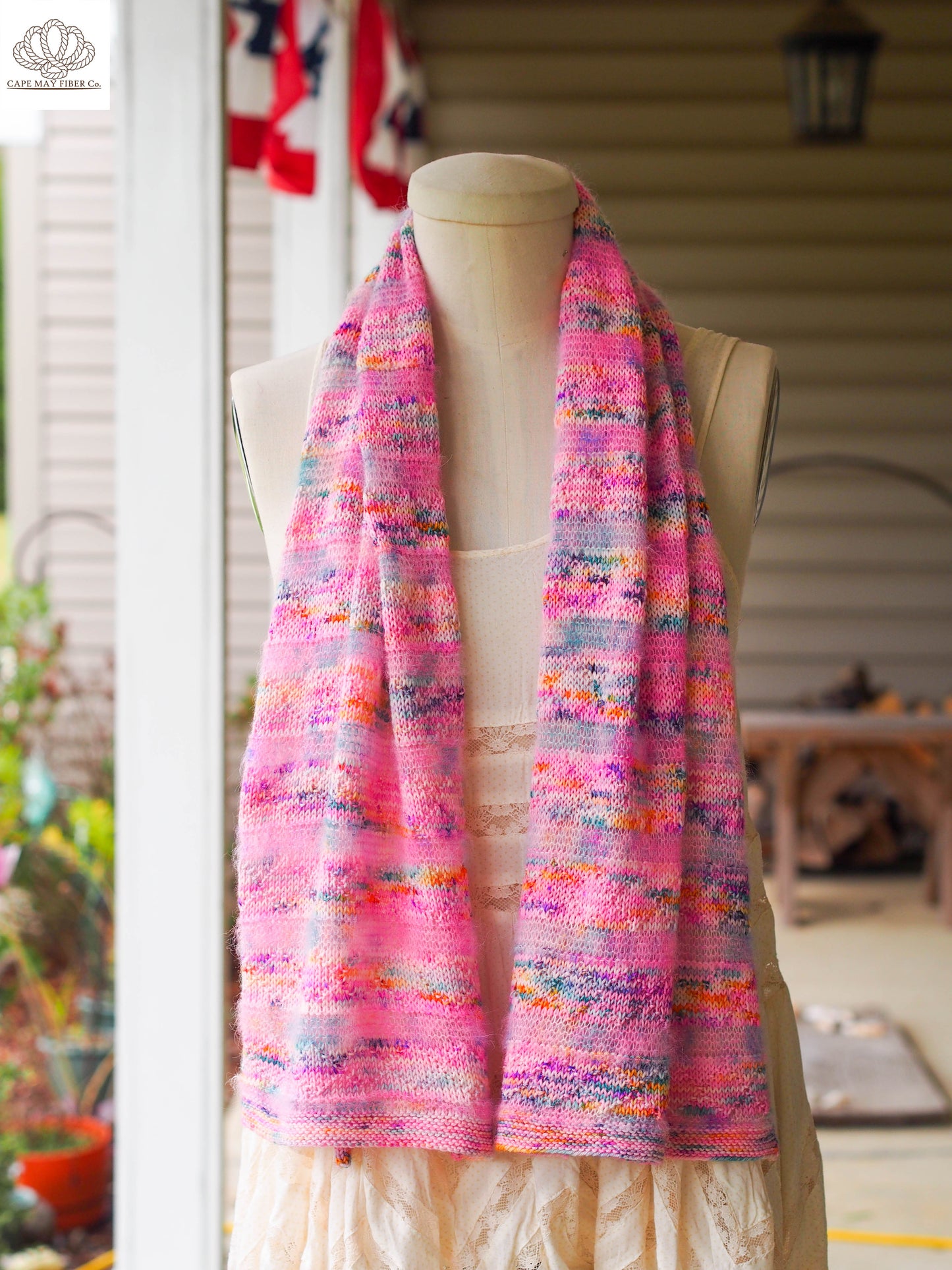 Lozen Striped Shawl Fingering and Lace Knitting Pattern