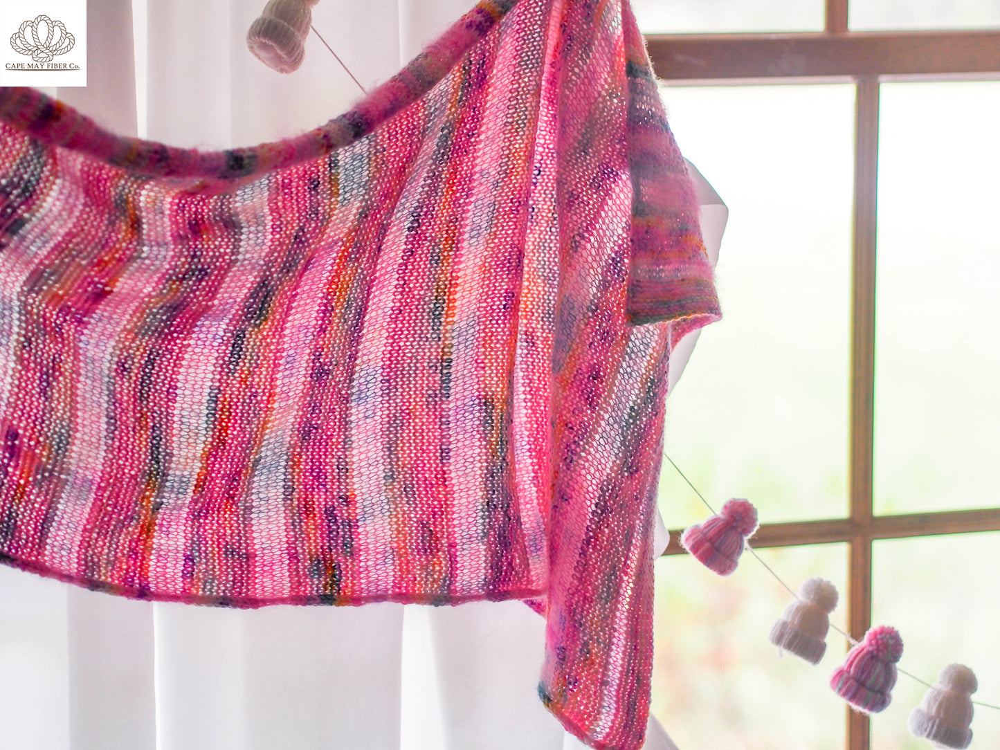 Lozen Striped Shawl Fingering and Lace Knitting Pattern