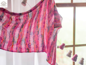 Lozen Striped Shawl Fingering and Lace Knitting Pattern