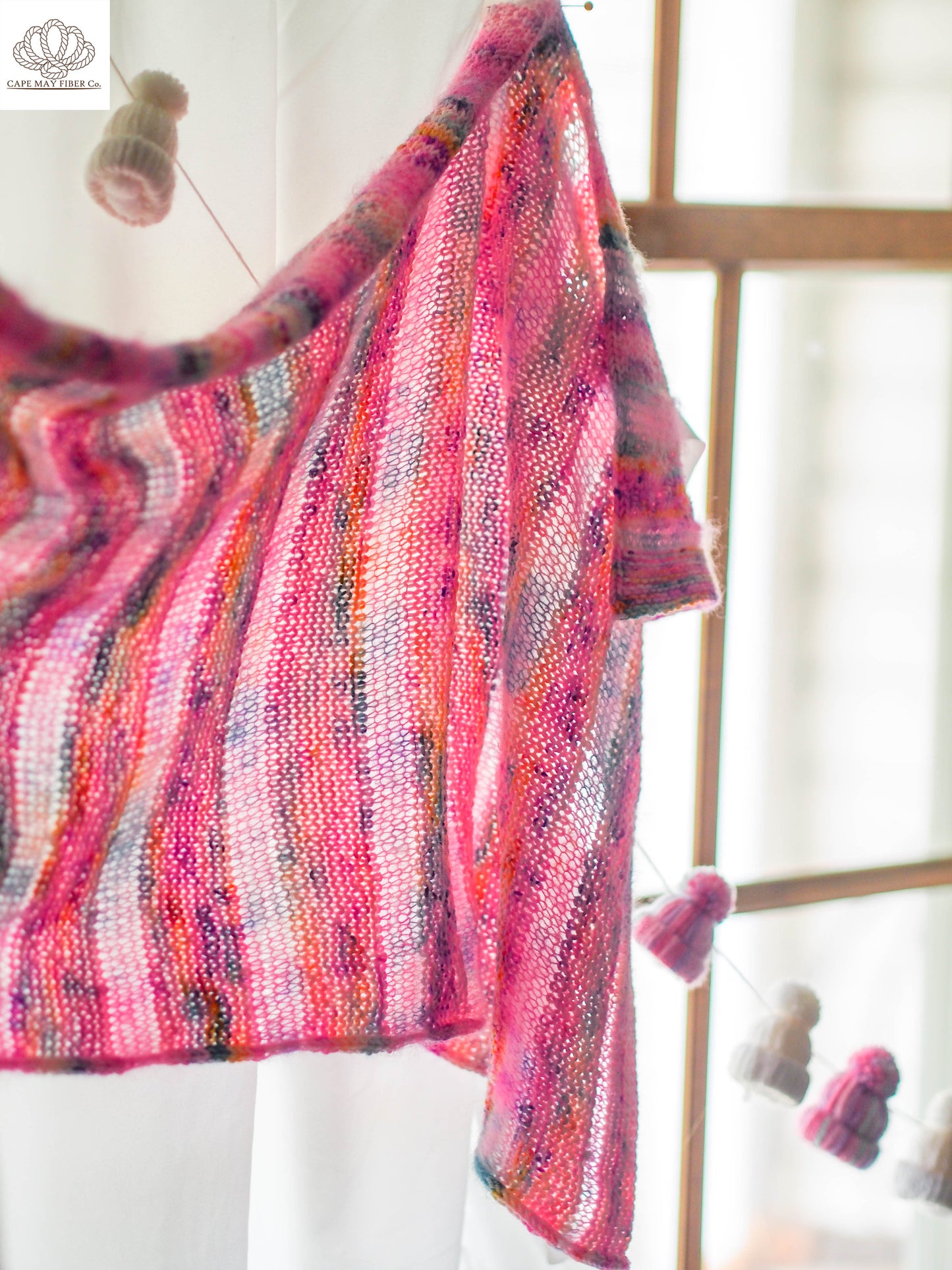 Lozen Striped Shawl Fingering and Lace Knitting Pattern