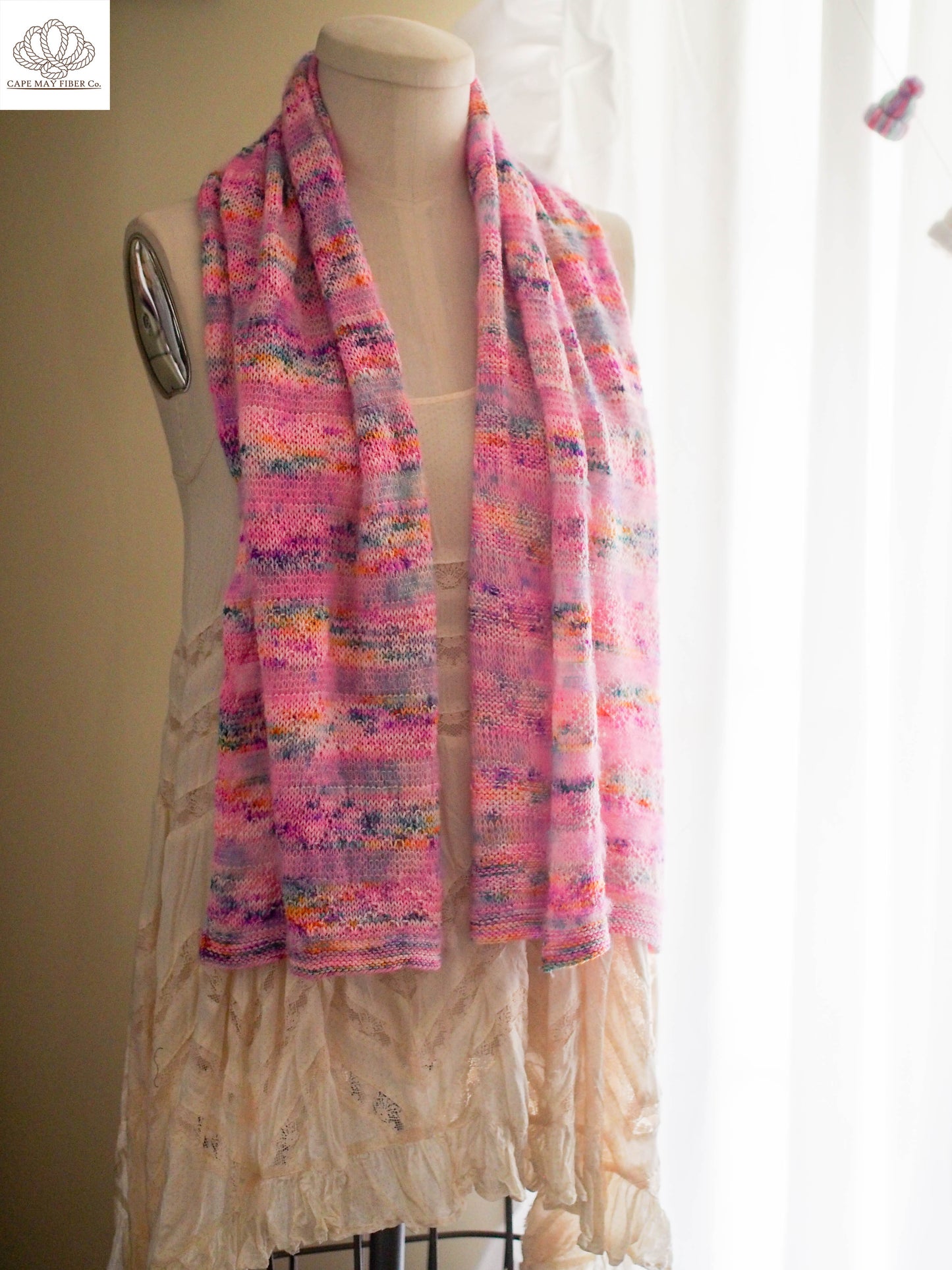 Lozen Striped Shawl Fingering and Lace Knitting Pattern