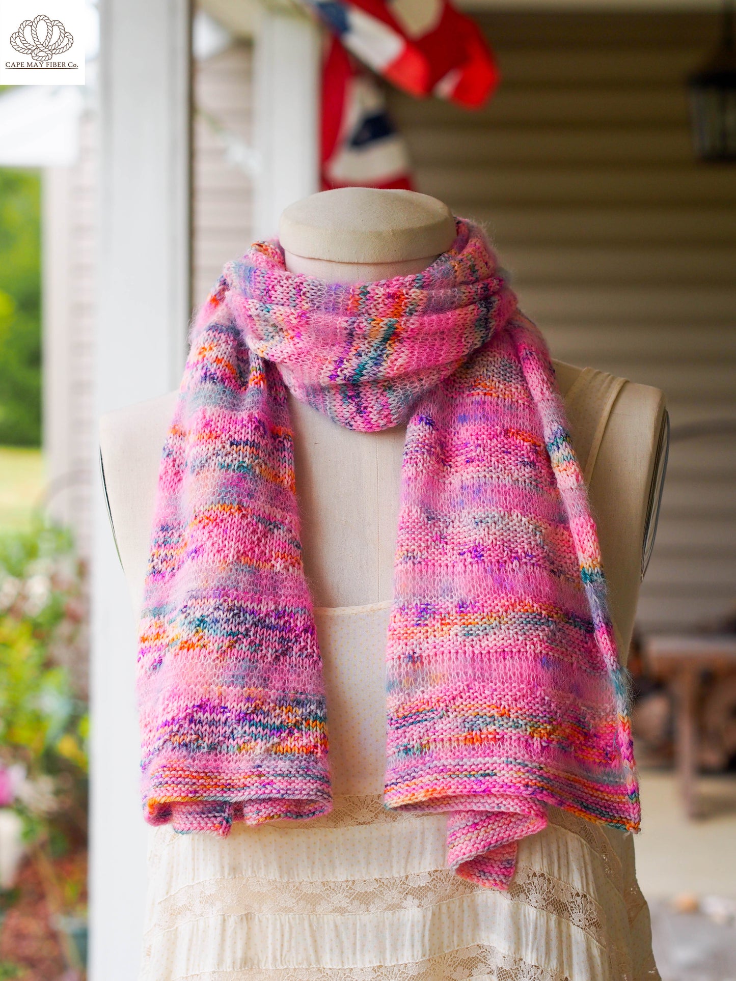 Lozen Striped Shawl Fingering and Lace Knitting Pattern