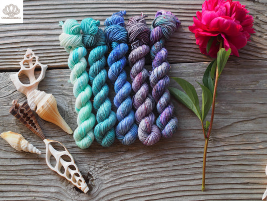 Ocean Blues Sparkle Sock Mini Skein Set of 5