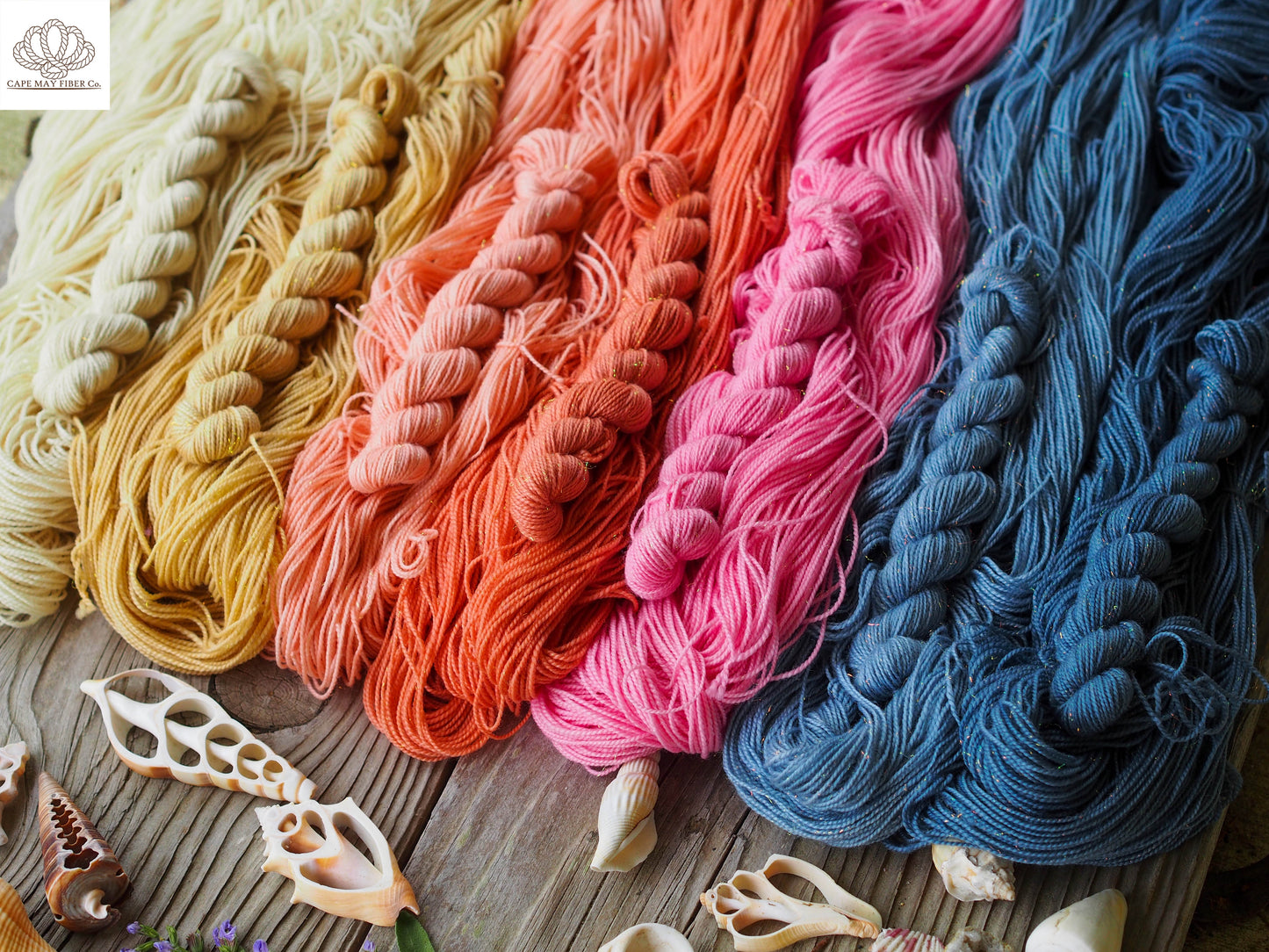 Naturally Dyed Mermaid Sparkle Sock Mini Skein Set of 7