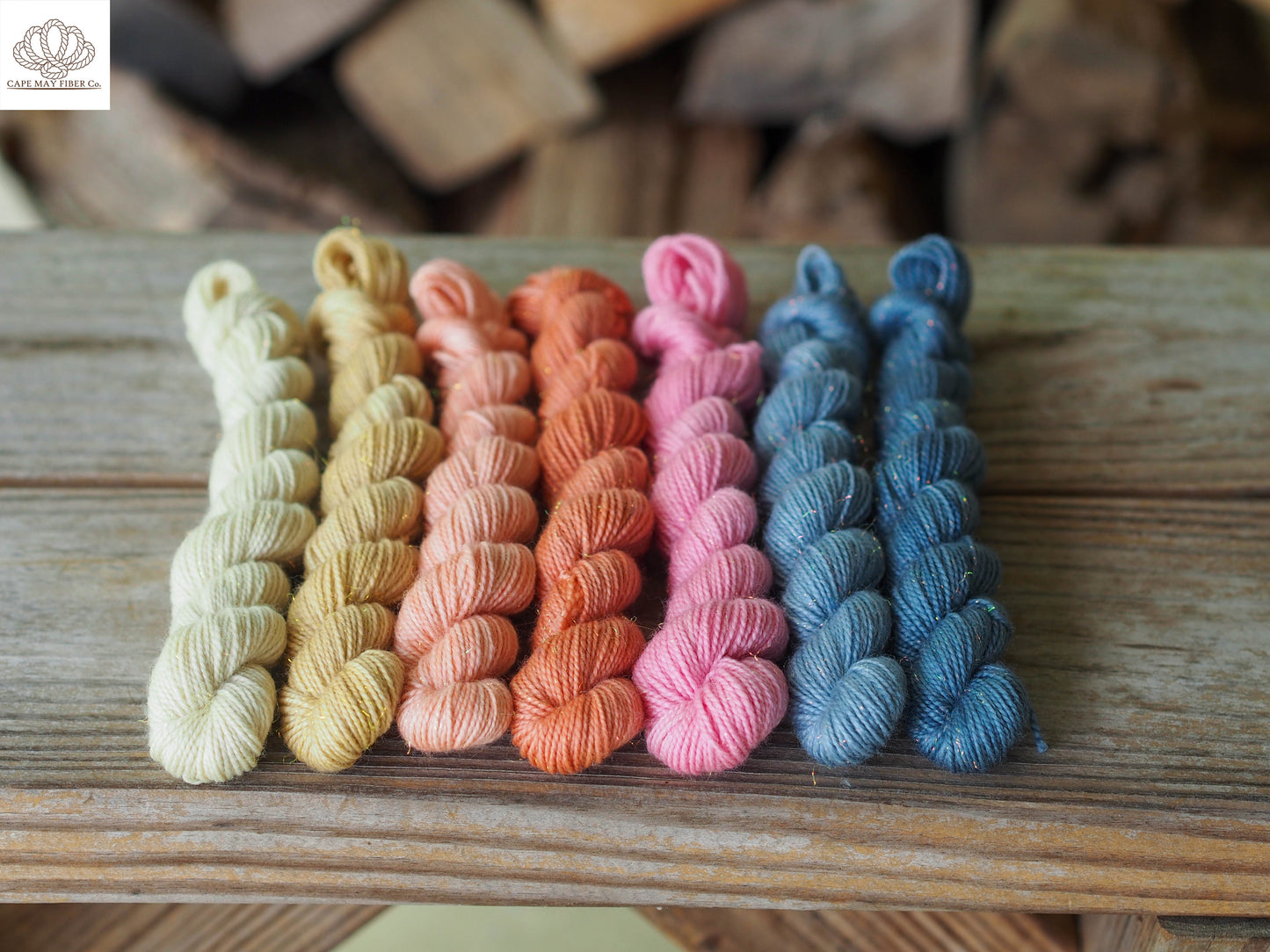 Naturally Dyed Mermaid Sparkle Sock Mini Skein Set of 7