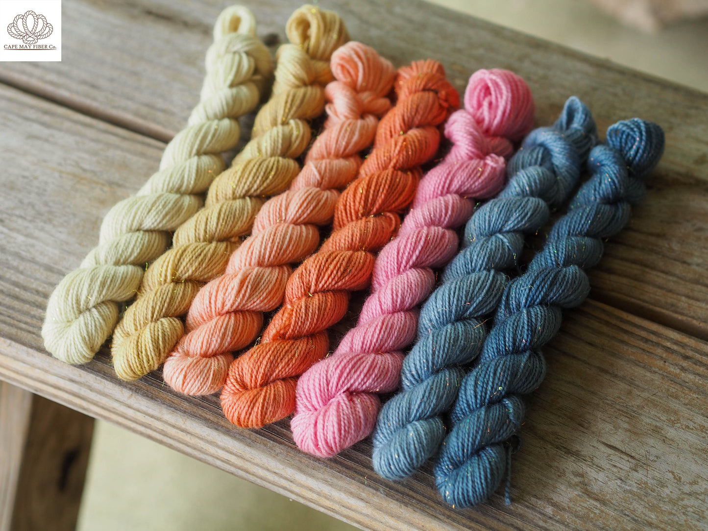 Naturally Dyed Mermaid Sparkle Sock Mini Skein Set of 7