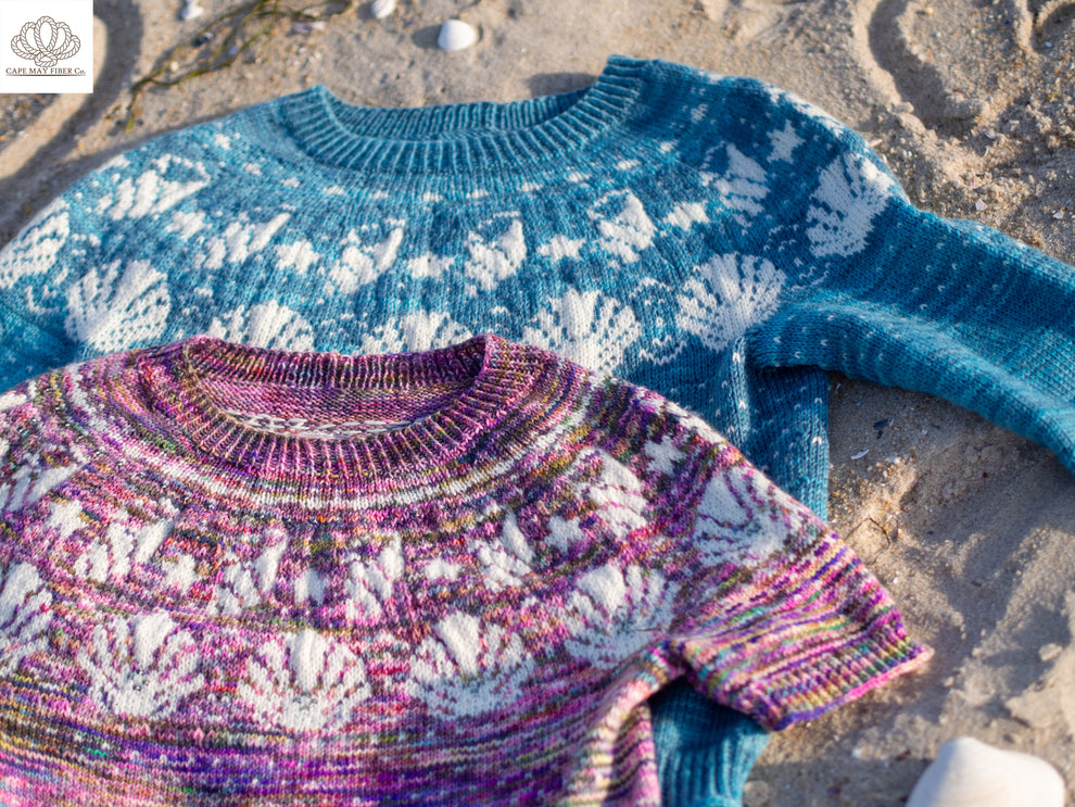 Seashell Pullover Fingering Weight Knitting Pattern – Cape May Fiber