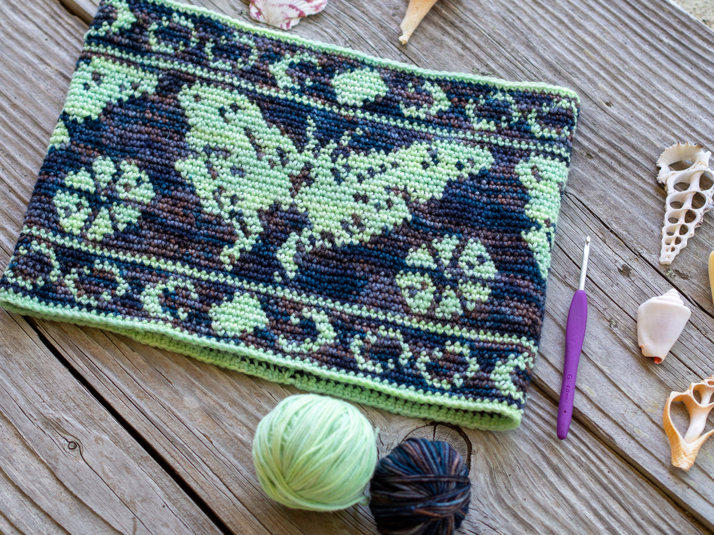 Luna Moth Cowl DK Weight Crochet Pattern